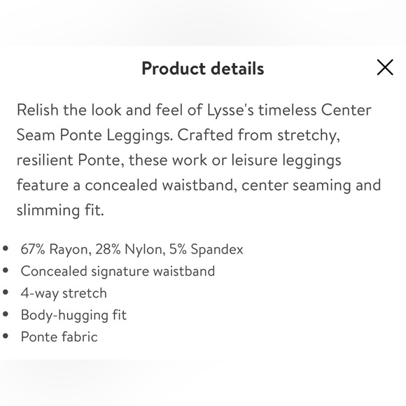 Lyssé Center Seam Black Ponte Leggings #1519 Sz S - Picture 10 of 10